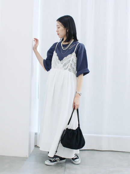 胸レースキャミワンピース(オフホワイト/ブラック/ブラウン)|Samansa Mos2 blue(サマンサモスモス ブルー)通販