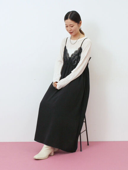 胸レースキャミワンピース(オフホワイト/ブラック/ブラウン)|Samansa Mos2 blue(サマンサモスモス ブルー)通販