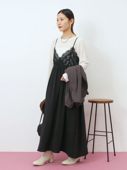 胸レースキャミワンピース(オフホワイト/ブラック/ブラウン)|Samansa Mos2 blue(サマンサモスモス ブルー)通販