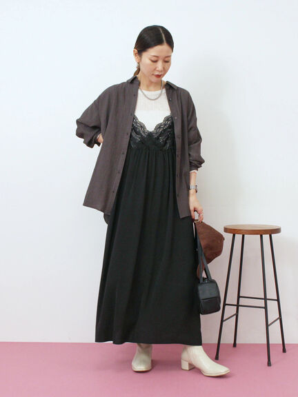 胸レースキャミワンピース(オフホワイト/ブラック/ブラウン)|Samansa Mos2 blue(サマンサモスモス ブルー)通販