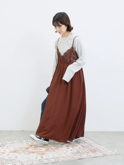 胸レースキャミワンピース(オフホワイト/ブラック/ブラウン)|Samansa Mos2 blue(サマンサモスモス ブルー)通販