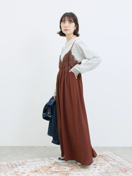 胸レースキャミワンピース(オフホワイト/ブラック/ブラウン)|Samansa Mos2 blue(サマンサモスモス ブルー)通販