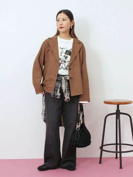 箔フォトプリントロンT(オフホワイト/グレー/チャコールグレー)|Samansa Mos2 blue(サマンサモスモス ブルー)通販