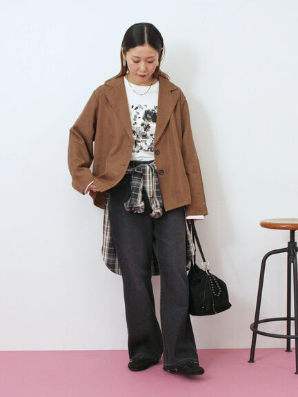 箔フォトプリントロンT(オフホワイト/グレー/チャコールグレー)|Samansa Mos2 blue(サマンサモスモス ブルー)通販