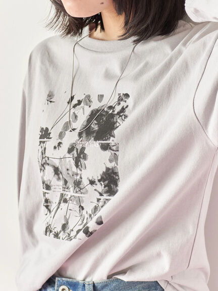 箔フォトプリントロンT(オフホワイト/グレー/チャコールグレー)|Samansa Mos2 blue(サマンサモスモス ブルー)通販