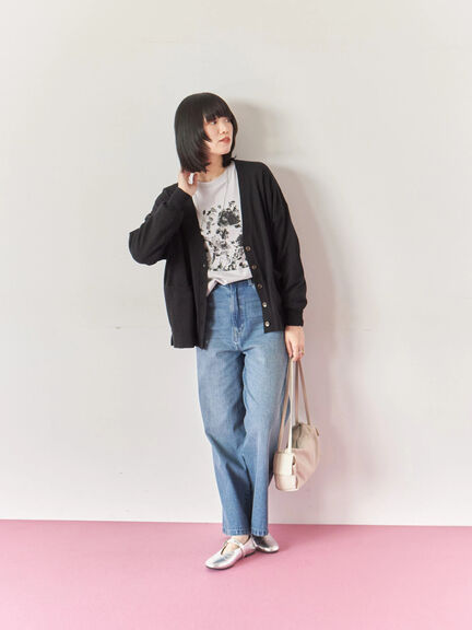 箔フォトプリントロンT(オフホワイト/グレー/チャコールグレー)|Samansa Mos2 blue(サマンサモスモス ブルー)通販