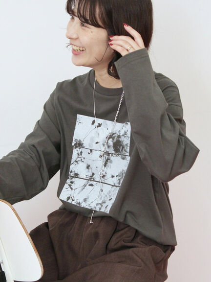 箔フォトプリントロンT(オフホワイト/グレー/チャコールグレー)|Samansa Mos2 blue(サマンサモスモス ブルー)通販