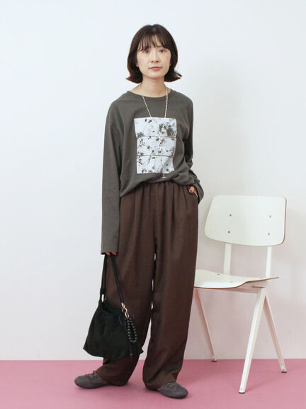 箔フォトプリントロンT(オフホワイト/グレー/チャコールグレー)|Samansa Mos2 blue(サマンサモスモス ブルー)通販