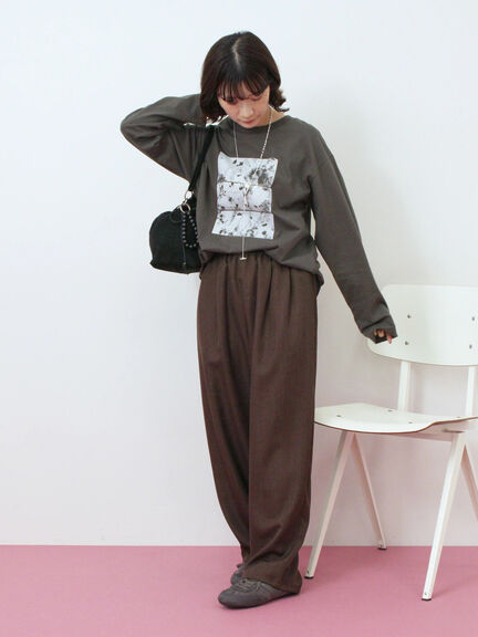 箔フォトプリントロンT(オフホワイト/グレー/チャコールグレー)|Samansa Mos2 blue(サマンサモスモス ブルー)通販