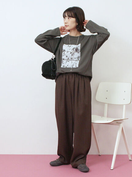 箔フォトプリントロンT(オフホワイト/グレー/チャコールグレー)|Samansa Mos2 blue(サマンサモスモス ブルー)通販