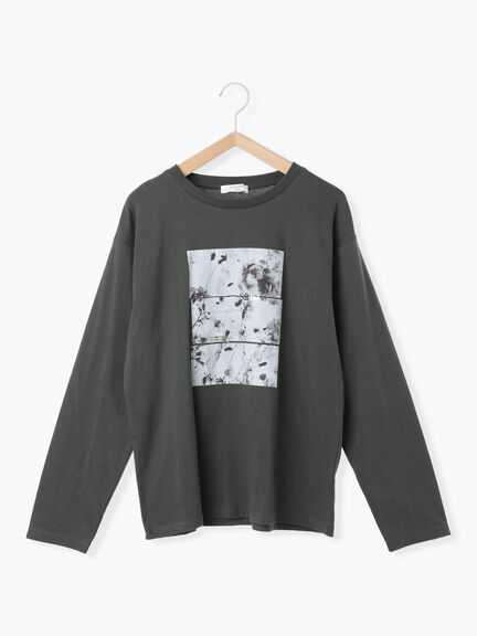 箔フォトプリントロンT(オフホワイト/グレー/チャコールグレー)|Samansa Mos2 blue(サマンサモスモス ブルー)通販