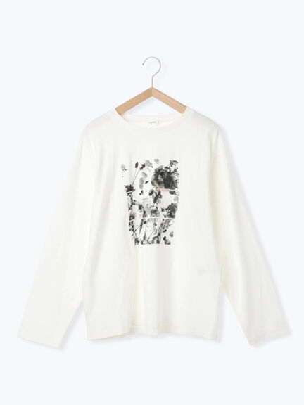 箔フォトプリントロンT(オフホワイト/グレー/チャコールグレー)|Samansa Mos2 blue(サマンサモスモス ブルー)通販