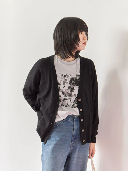 箔フォトプリントロンT(オフホワイト/グレー/チャコールグレー)|Samansa Mos2 blue(サマンサモスモス ブルー)通販