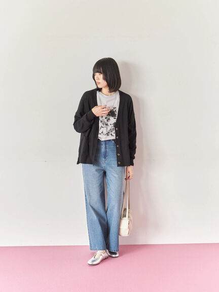 箔フォトプリントロンT(オフホワイト/グレー/チャコールグレー)|Samansa Mos2 blue(サマンサモスモス ブルー)通販