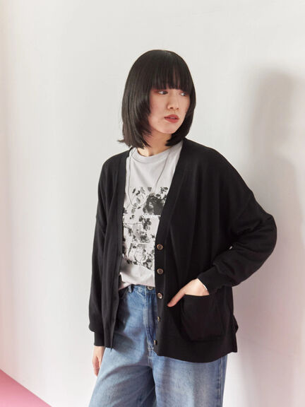 箔フォトプリントロンT(オフホワイト/グレー/チャコールグレー)|Samansa Mos2 blue(サマンサモスモス ブルー)通販