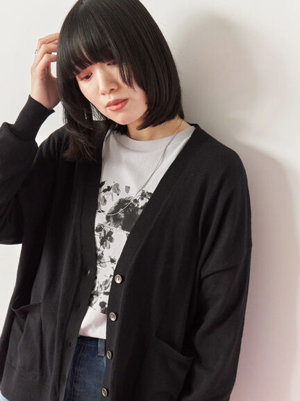 箔フォトプリントロンT(オフホワイト/グレー/チャコールグレー)|Samansa Mos2 blue(サマンサモスモス ブルー)通販