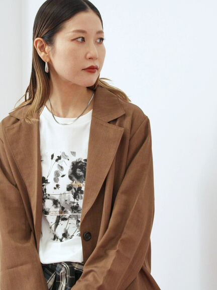 箔フォトプリントロンT(オフホワイト/グレー/チャコールグレー)|Samansa Mos2 blue(サマンサモスモス ブルー)通販