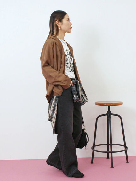 箔フォトプリントロンT(オフホワイト/グレー/チャコールグレー)|Samansa Mos2 blue(サマンサモスモス ブルー)通販