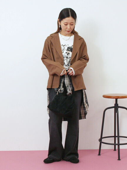 箔フォトプリントロンT(オフホワイト/グレー/チャコールグレー)|Samansa Mos2 blue(サマンサモスモス ブルー)通販