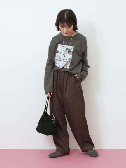 箔フォトプリントロンT(オフホワイト/グレー/チャコールグレー)|Samansa Mos2 blue(サマンサモスモス ブルー)通販