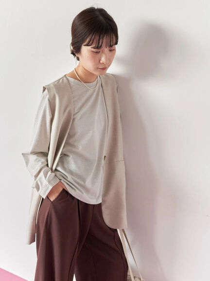 ラメロンT(チャコールグレー/キナリ/TOPグレー)|Samansa Mos2 blue(サマンサモスモス ブルー)通販