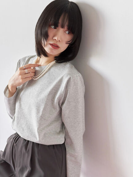 ラメロンT(チャコールグレー/キナリ/TOPグレー)|Samansa Mos2 blue(サマンサモスモス ブルー)通販