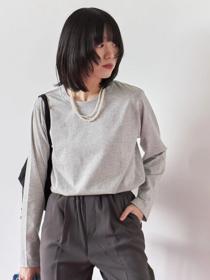 ラメロンT(チャコールグレー/キナリ/TOPグレー)|Samansa Mos2 blue(サマンサモスモス ブルー)通販