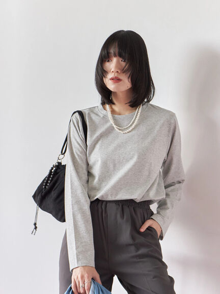 ラメロンT(チャコールグレー/キナリ/TOPグレー)|Samansa Mos2 blue(サマンサモスモス ブルー)通販