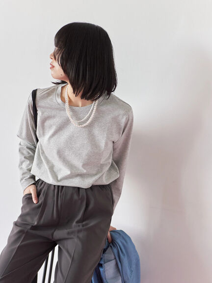 ラメロンT(チャコールグレー/キナリ/TOPグレー)|Samansa Mos2 blue(サマンサモスモス ブルー)通販