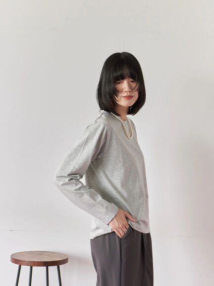 ラメロンT(チャコールグレー/キナリ/TOPグレー)|Samansa Mos2 blue(サマンサモスモス ブルー)通販