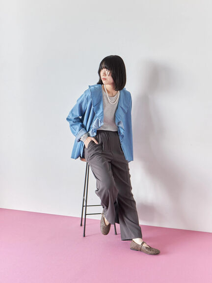 ラメロンT(チャコールグレー/キナリ/TOPグレー)|Samansa Mos2 blue(サマンサモスモス ブルー)通販