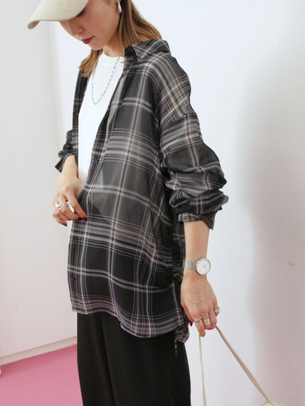 シアーチェックシャツ(ブラック/ベージュ/ブラウン)|Samansa Mos2 blue(サマンサモスモス ブルー)通販