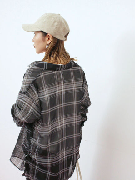 シアーチェックシャツ(ブラック/ベージュ/ブラウン)|Samansa Mos2 blue(サマンサモスモス ブルー)通販