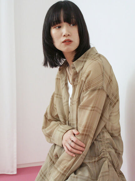 シアーチェックシャツ(ブラック/ベージュ/ブラウン)|Samansa Mos2 blue(サマンサモスモス ブルー)通販