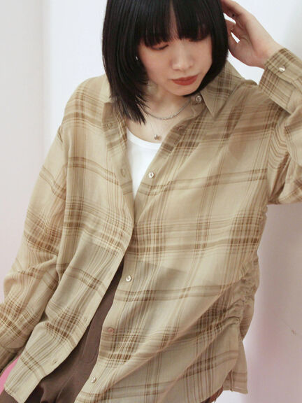 シアーチェックシャツ(ブラック/ベージュ/ブラウン)|Samansa Mos2 blue(サマンサモスモス ブルー)通販