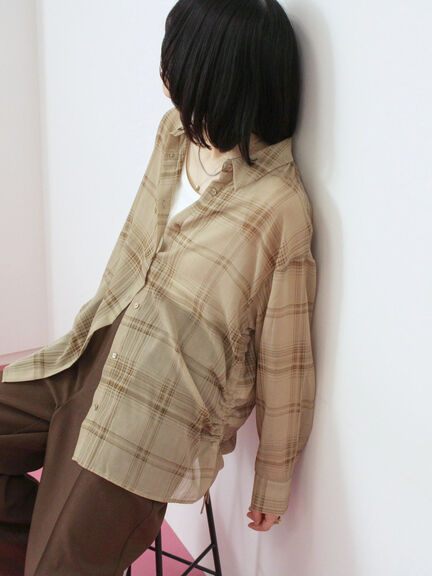 シアーチェックシャツ(ブラック/ベージュ/ブラウン)|Samansa Mos2 blue(サマンサモスモス ブルー)通販