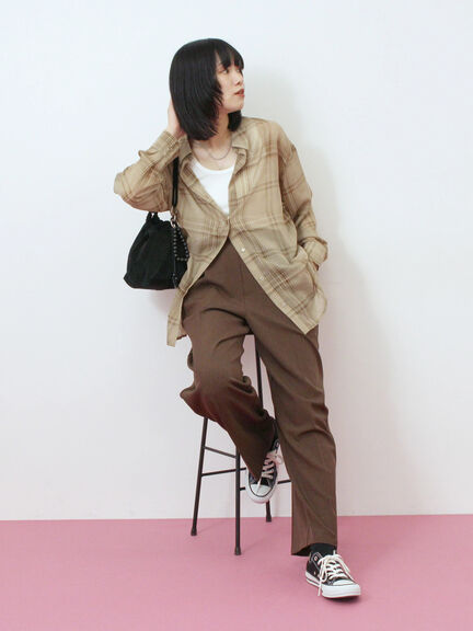 シアーチェックシャツ(ブラック/ベージュ/ブラウン)|Samansa Mos2 blue(サマンサモスモス ブルー)通販