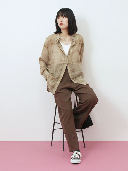 シアーチェックシャツ(ブラック/ベージュ/ブラウン)|Samansa Mos2 blue(サマンサモスモス ブルー)通販