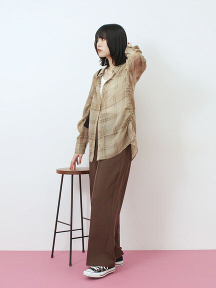 シアーチェックシャツ(ブラック/ベージュ/ブラウン)|Samansa Mos2 blue(サマンサモスモス ブルー)通販