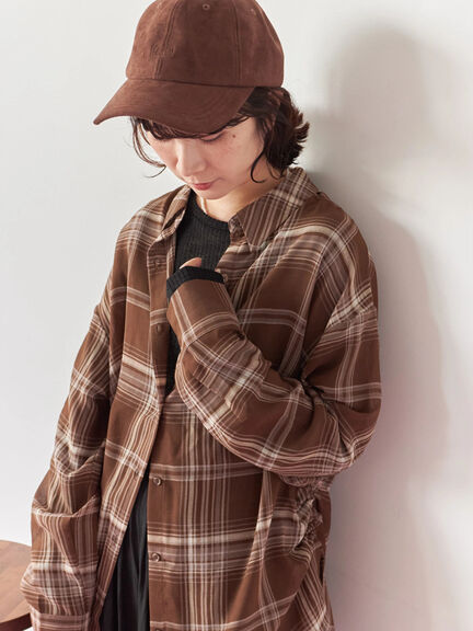 シアーチェックシャツ(ブラック/ベージュ/ブラウン)|Samansa Mos2 blue(サマンサモスモス ブルー)通販