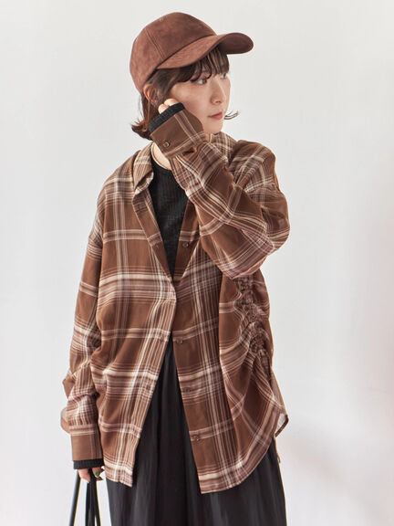 シアーチェックシャツ(ブラック/ベージュ/ブラウン)|Samansa Mos2 blue(サマンサモスモス ブルー)通販