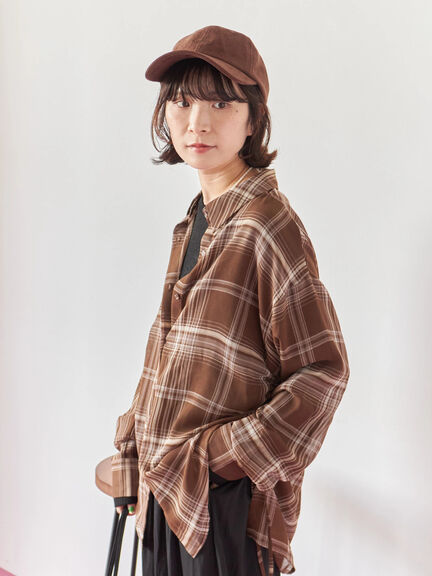 シアーチェックシャツ(ブラック/ベージュ/ブラウン)|Samansa Mos2 blue(サマンサモスモス ブルー)通販