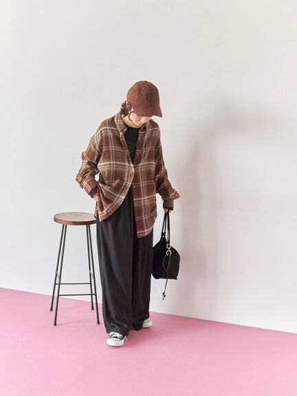 シアーチェックシャツ(ブラック/ベージュ/ブラウン)|Samansa Mos2 blue(サマンサモスモス ブルー)通販