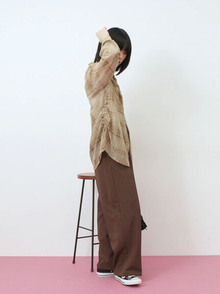 シアーチェックシャツ(ブラック/ベージュ/ブラウン)|Samansa Mos2 blue(サマンサモスモス ブルー)通販