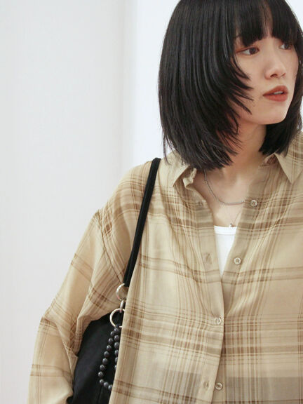 シアーチェックシャツ(ブラック/ベージュ/ブラウン)|Samansa Mos2 blue(サマンサモスモス ブルー)通販