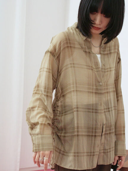 シアーチェックシャツ(ブラック/ベージュ/ブラウン)|Samansa Mos2 blue(サマンサモスモス ブルー)通販