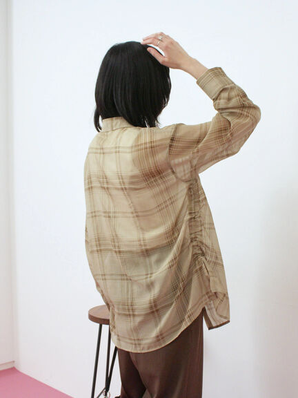 シアーチェックシャツ(ブラック/ベージュ/ブラウン)|Samansa Mos2 blue(サマンサモスモス ブルー)通販