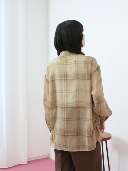 シアーチェックシャツ(ブラック/ベージュ/ブラウン)|Samansa Mos2 blue(サマンサモスモス ブルー)通販