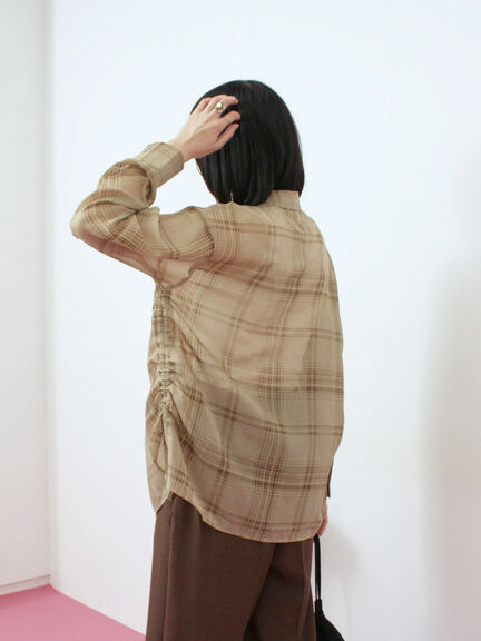 シアーチェックシャツ(ブラック/ベージュ/ブラウン)|Samansa Mos2 blue(サマンサモスモス ブルー)通販