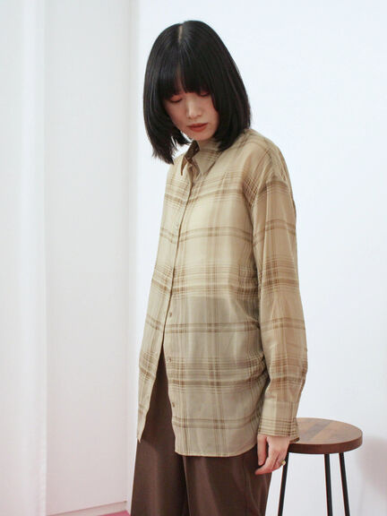 シアーチェックシャツ(ブラック/ベージュ/ブラウン)|Samansa Mos2 blue(サマンサモスモス ブルー)通販